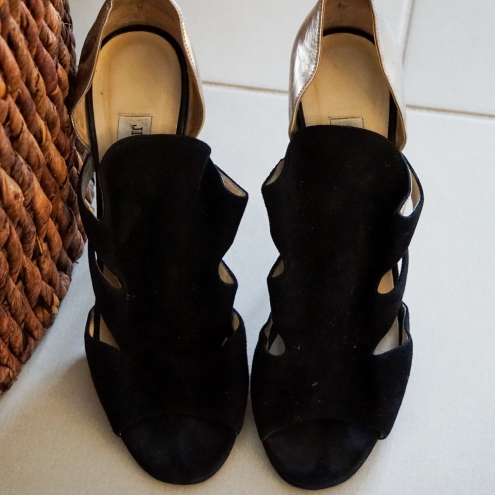 Jimmy Choo Black Heels with Gold Accents